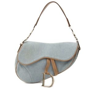 CHRISTIAN DIOR Light Denim Calfskin Saddle Bag